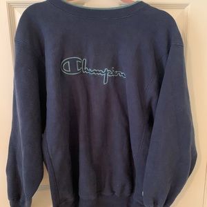 faded blue champion crewneck